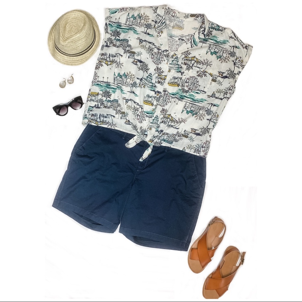 NWT Old Navy Vintage Print Tie-Hem Shirt Sz XXL